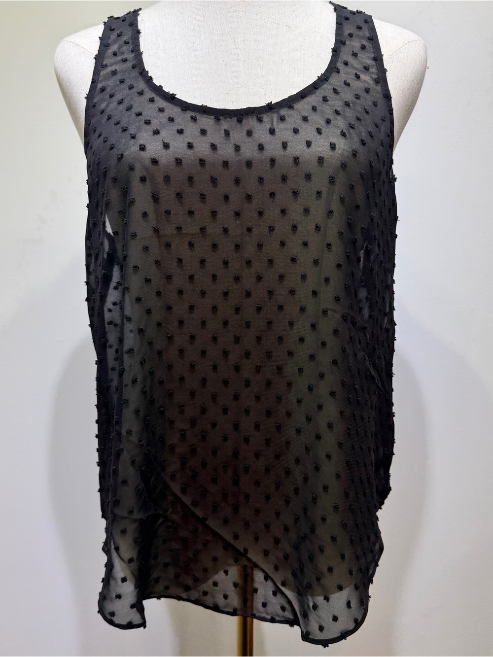 Tavik NWT Black Swiss Dot Sheer Mesh Tank Top Size Medium